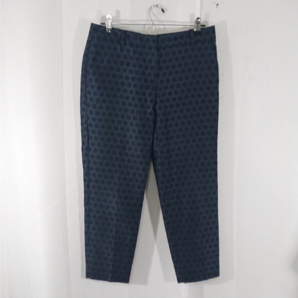 J. CREW! ADORABLE NAVY BLUE ON NAVY POLKA DOT HIGH WAIST SKIMMER PANTS,! SZ 4 - Picture 2 of 10